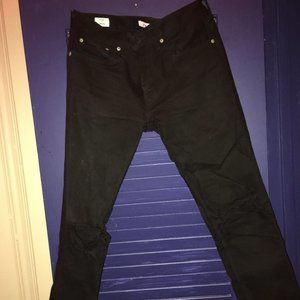 Pacsun Black Stacked Skinny Jeans Mens Size 29x32 Pre-Owned W/ Rips